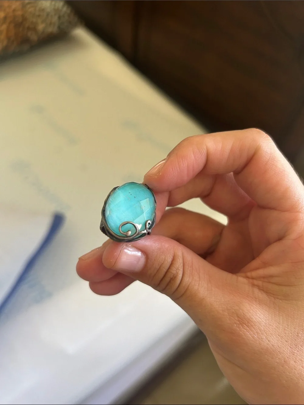 Turquoise Oval Stone Statement Ring